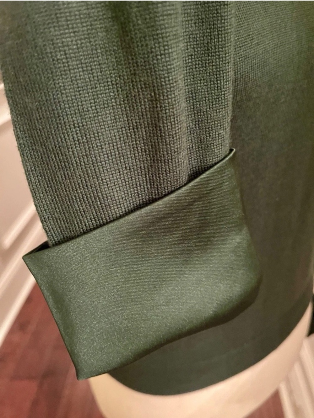Alice + Olivia Porla Stretch Wool Silk Collared Sweater In Green Mystique L NWT - Picture 9 of 13